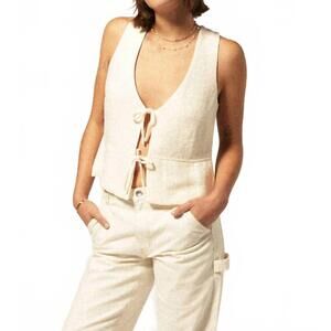 NEW BRIXTON lakeview sleeveless tie top in off white